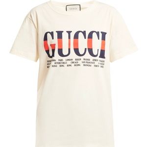 GUCCI Graphic Print Scoop Neck T-Shirt
